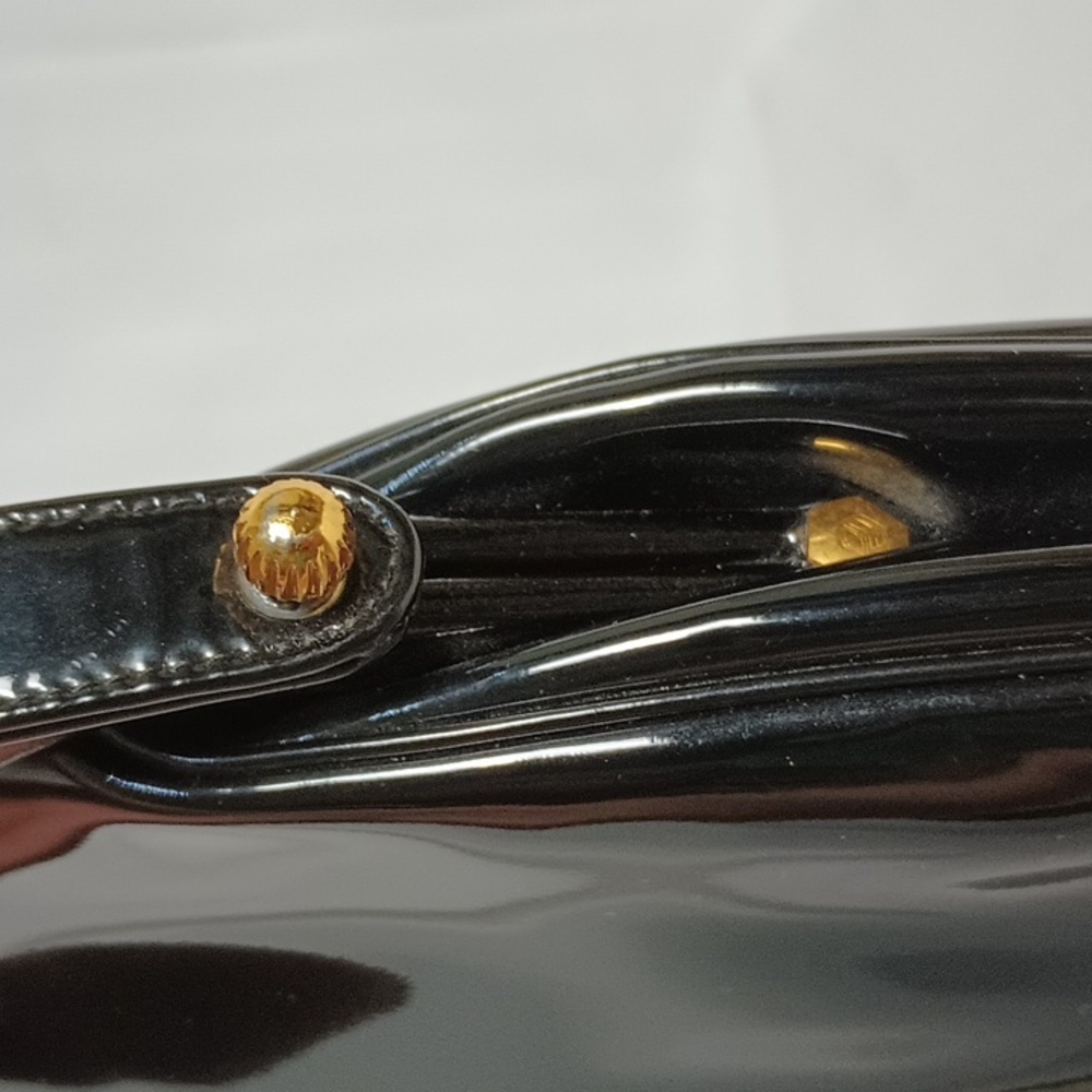 Genuine Patent Leather Vintage Handbag Black Prestige Vintage 1950s 1960s - Picture 9 of 10